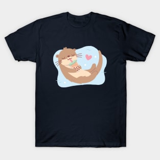 Cute Otter Loves Bubble Tea T-Shirt